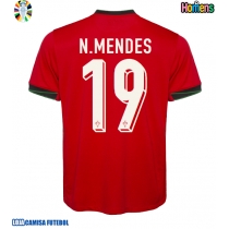 Camisa de Futebol Portugal Nuno Mendes #19 Equipamento Principal Europeu 2024 Manga Curta